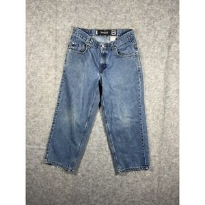 Levi's Silver Tab Baggy Jeans Mens W29 L25 Blue Denim Distressed Frayed Hem